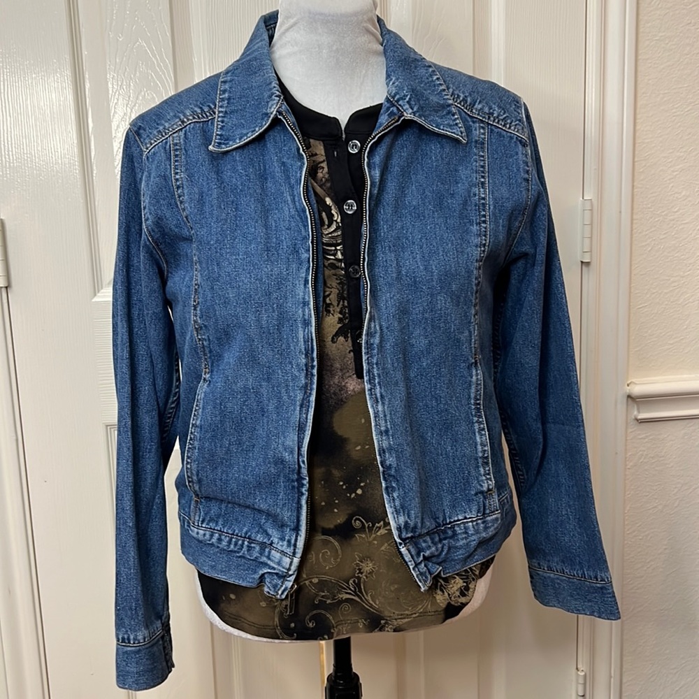 Eddie Bauer Denim Blue Jean Jacket Full Zip 100% Cotton XL